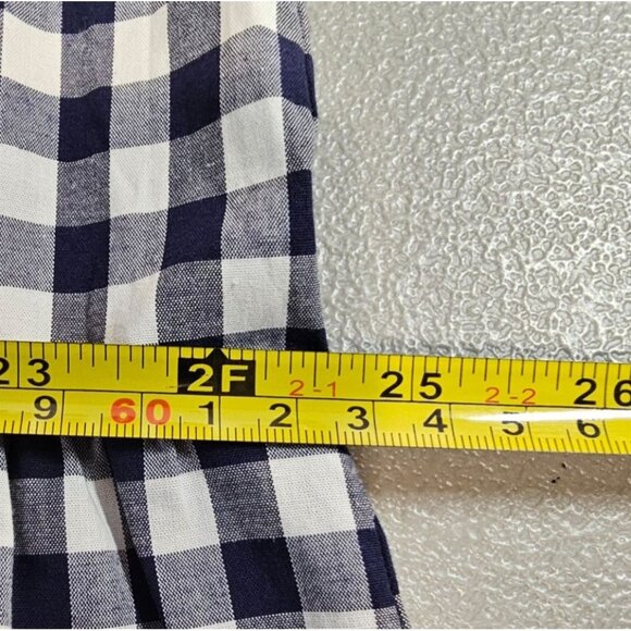 Draper James Womens XL Wanda 3/4 Sleeve Ruffle Front Dress in Navy Gingham - Picture 10 of 14